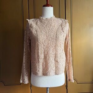 Lace Long-Sleeve Top in Blush Pink